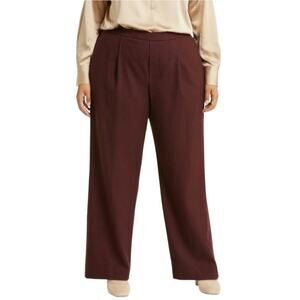 Vince Flannel Wool Blend Pull On Wide Leg Pant in Deep Wine (Altered)